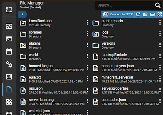 Screenshot of AMPs file manager