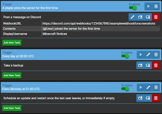 Screenshot of AMPs scheduler